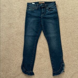 Dark Blue Frayed Hem Women Jeans